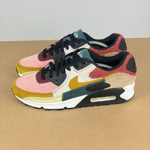 Nike Air Max 90 Multi Corduroy Athletic Shoes Womens 8 Pink Gold Green Red White - Picture 10 of 10